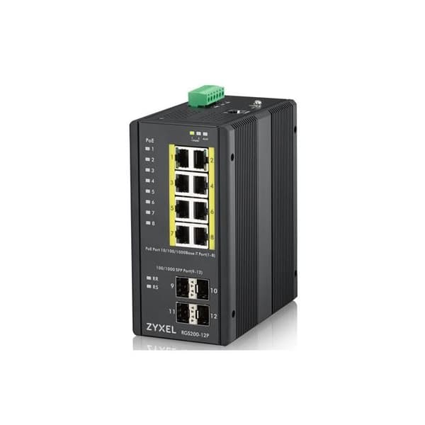 Zyxel RGS200-12P Switch - Hanterad - 12 portar - PoE+ 240W - Rackmonterbar och DIN-skena