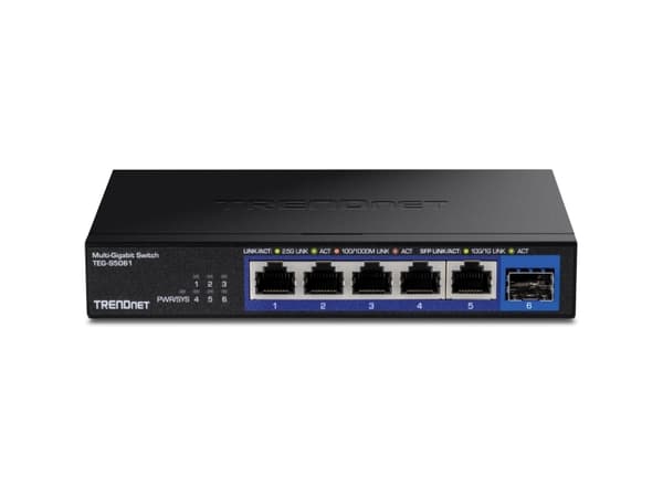 TRENDnet TEG-S5061 - Version v1.0R - switch - ohanterad - 5 x 1/2.5G x 1 Gigabit / 10 Gigabit SFP+ - väggmonterbar - TAA-kompatibel