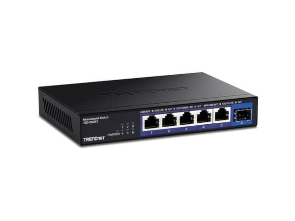 TRENDnet TEG-S5061 - Version v1.0R - switch - ohanterad - 5 x 1/2.5G x 1 Gigabit / 10 Gigabit SFP+ - väggmonterbar - TAA-kompatibel