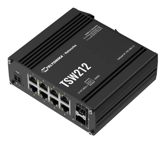 Teltonika TSW212 - Switch - Styrt - 8 x 10/100/1000 + 2 x SFP - DIN-skinnemonterbar, overflatemonterbar