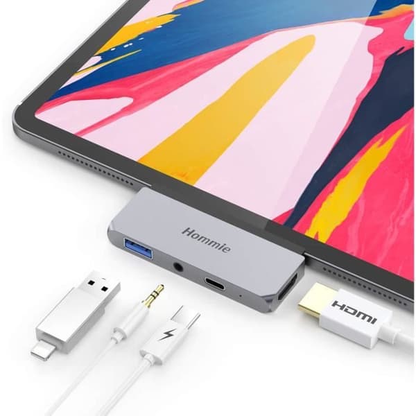 USB Type-C Hub-adapter med USB C-laddningsport, 4K HDMI, 3,5 mm hörlursuttag, USB 3.0-port för iPad Pro 2018
