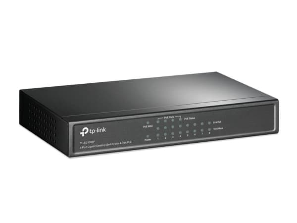 TP-Link TL-SG1008P, hanterad, Gigabit Ethernet (10/100/1000), Strömförsörjning via Ethernet (PoE) stöd