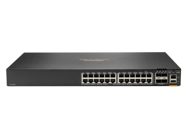 HPE Aruba 6200F 24G Class4 PoE 4SFP+ 370W Switch - Switch - max. staplingsavstånd 10 kms - L3 - Administrerad - 24 x 10/100/1000 (PoE+) + 4 x 1 gigab