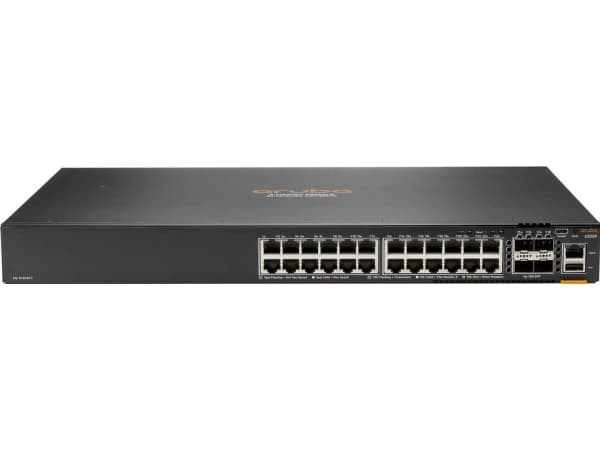 HPE Aruba 6200F 24G Class4 PoE 4SFP+ 370W Switch - Switch - max. staplingsavstånd 10 kms - L3 - Administrerad - 24 x 10/100/1000 (PoE+) + 4 x 1 gigab