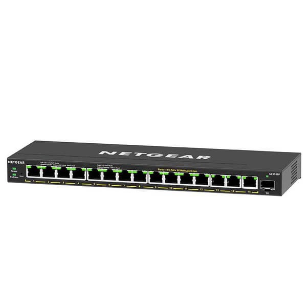 Netgear Havne Switch Gs316ep-100pes 16 Sort Sort