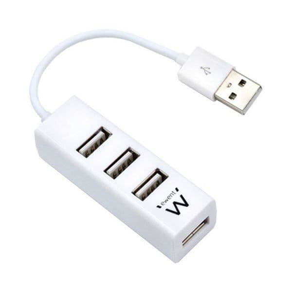 USB-hubb - Ewent - EW1122 - 4 portar - USB 2.0 - Plug and Play - Vit