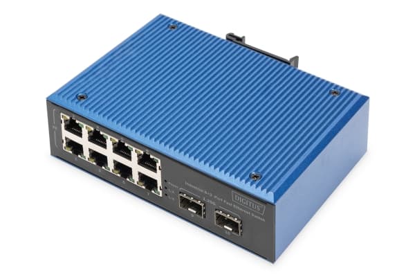 Digitus DN-651146, Uhåndtert, Fast Ethernet (10/100), Full tosidig Sort, Blå