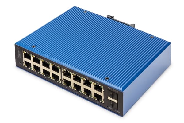 Digitus DN-651159, hanterad, L2, Gigabit Ethernet (10/100/1000), Full duplex, Strömförsörjning via Ethernet (PoE) stöd Svart, Blå