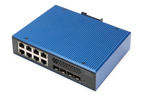 Digitus DN-651161, Hallittu, L2/L3, Gigabit Ethernet (10/100/1000), Täysin kaksipuolinen, Power over Ethernet -tuki musta, Sininen