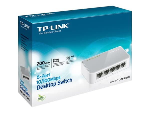 TP-Link TL-SF1005D 5-Port 10/100Mbps Desktop Switch - Switch - 5 x 10/100 - stasjonær