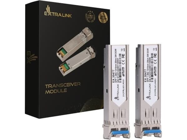 Extralink SFP 1.25G 2-Pack | SFP Module | 1,25Gbps, LC/UPC, 1310nm, 20km, single mode, DOM (Dedicated to HP/Aruba)