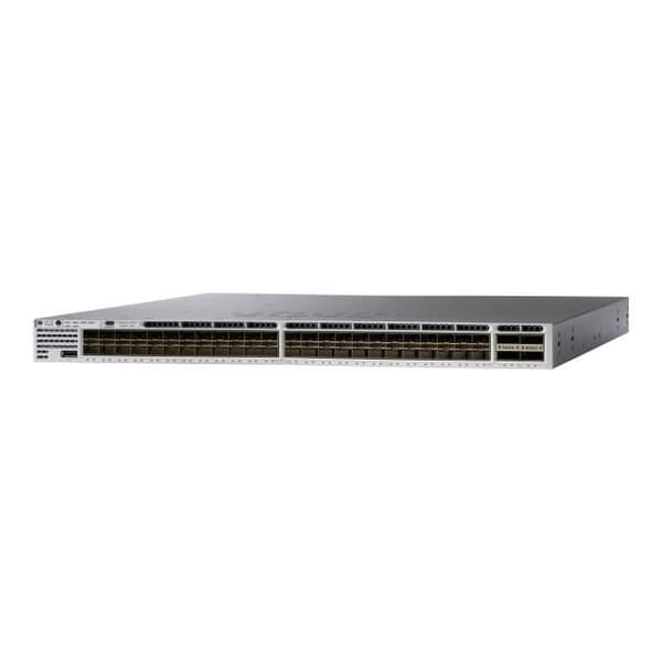 Cisco Catalyst 3850-48XS-E C3 Managed Switch 48 x 1 Gigabit - 10 Gigabit SFP+ + 4 x QSFP+ Desktop, Monterbar...- USED Svart, Grå