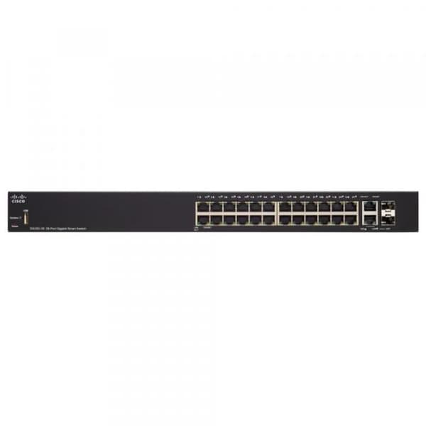 Cisco 250-serien SG250-26P Smart Switch 24 x 10-100-1000 (PoE+) + 2 x Combo Gigabit SFP Rackmonterbar PoE+ (195…- USED Svart