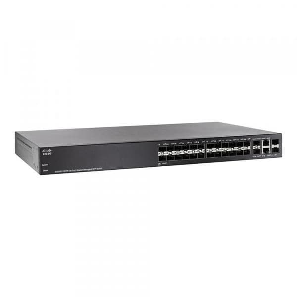 Cisco Small Business SG300-28SFP C3 Switch Managed 24 x Gigabit SFP + 2 x Combo Gigabit SFP Desktop, Monterbar...- USED Svart
