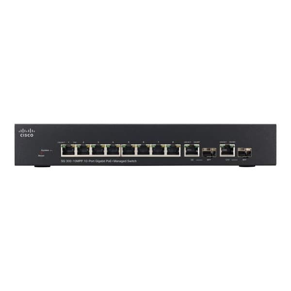 Cisco Small Business SG300-10MPP C3 Switch Managed 8 x 10-100-1000 (PoE+) + 2 x SFP Gigabit Combo Desktop,...- USED