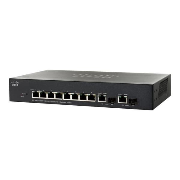 Cisco Small Business SG300-10MPP C3 Switch Managed 8 x 10-100-1000 (PoE+) + 2 x SFP Gigabit Combo Desktop,...- USED