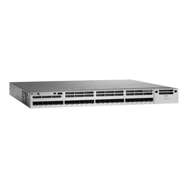 Cisco Catalyst 3850-24XS-E - Switch - C3 - Managed - 24 x 1 Gigabit - 10 Gigabit SFP+ - Desktop, Rackmonterbar- USED Svart, Grå