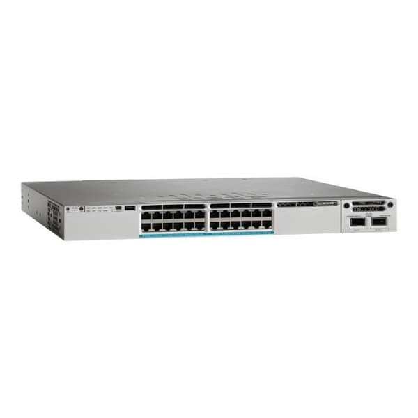 Cisco Catalyst 3850-24U-L - Switch - Managed - 24 x 10-100-1000 (UPOE) - Desktop, Rackmonterbar - UPOE (580 W)- USED Svart, Grå