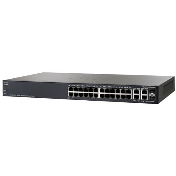 Cisco Small Business SG300-28PP, Managed Network Switch, L3, Gigabit Ethernet (10-100-1000), Ethernet-anslutning Svart