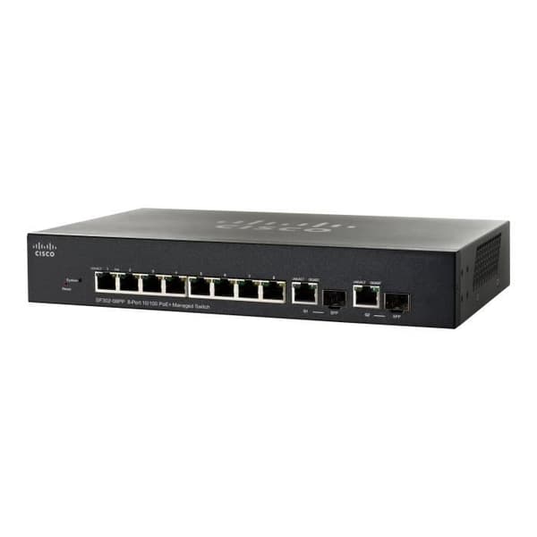 Cisco Small Business SF302-08PP Managed C3 Switch 8 x 10-100 (PoE+) + 2 x Combo Gigabit SFP stationär dator,...- USED