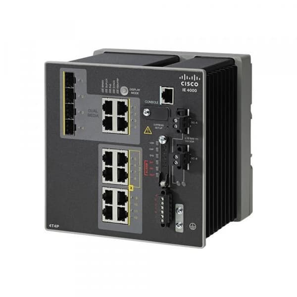 Cisco Industrial Ethernet 4000 Series Managed Switch 4 x 10-100 + 4 x 10-100 (PoE+) + 4 x Combo Gigabit SFP Rail-montering...- USED Svart