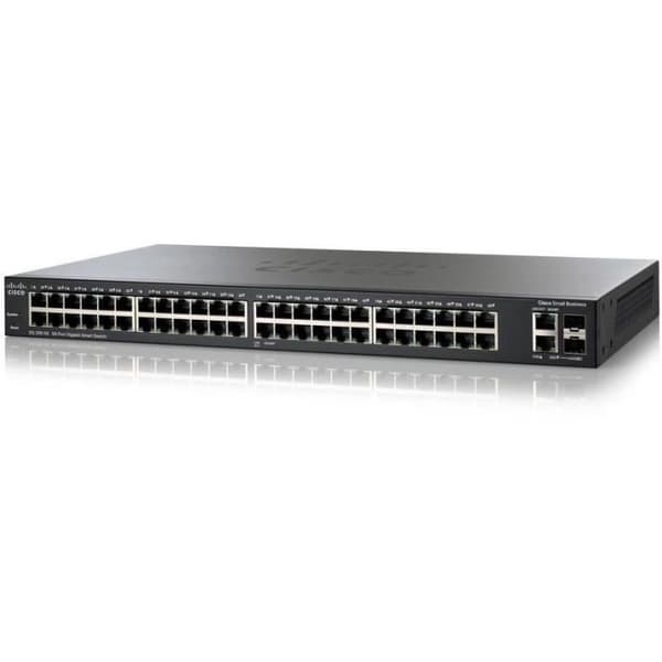 Cisco Small Business SG200-50FP, L2, Gigabit Ethernet (10-100-1000), Ethernet-anslutning, stöder ström över denna port (PoE) Svart