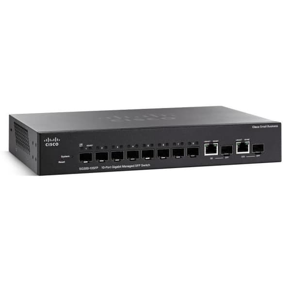Cisco Small Business SG300-10SF, Managed, L3, Gigabit Ethernet (10-100-1000), monteringsnät- USED Svart