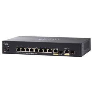 Managed Gigabit Switch CISCO SMALL BUSINESS SG350 10 portar 10-100-1000 PoE+ (62W) inklusive 2 Gigabit -SFP combo-portar- USED Svart