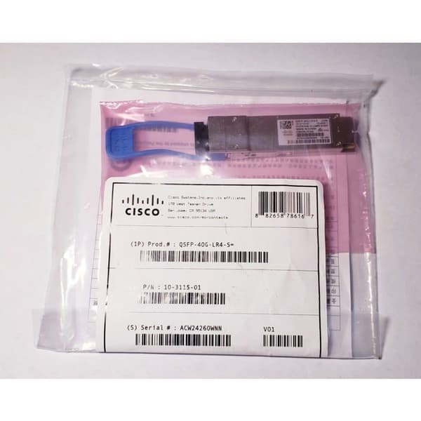 Cisco QSFP-40G-LR4-S =, 40000 Mbit-s, QSFP, LC, IEEE 802.3ba, LR, 40GBASE-LR4- USED