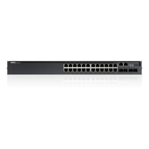 Dell Networking N3024P - Switch - C3 - Managed - 24 x 10-100-1000 + 2 x 10 Gigabit SFP+ + 2 x Combined Gigabit SFP Svart