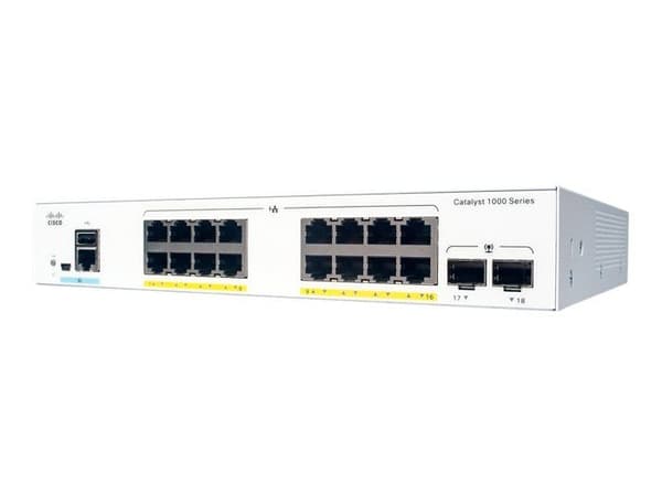 Cisco Catalyst C1000-16FP-2G-L Network Switch Managed L2 Gigabit Ethernet (10/100/1000) Grå Ethernet-anslutning, stöder- USED