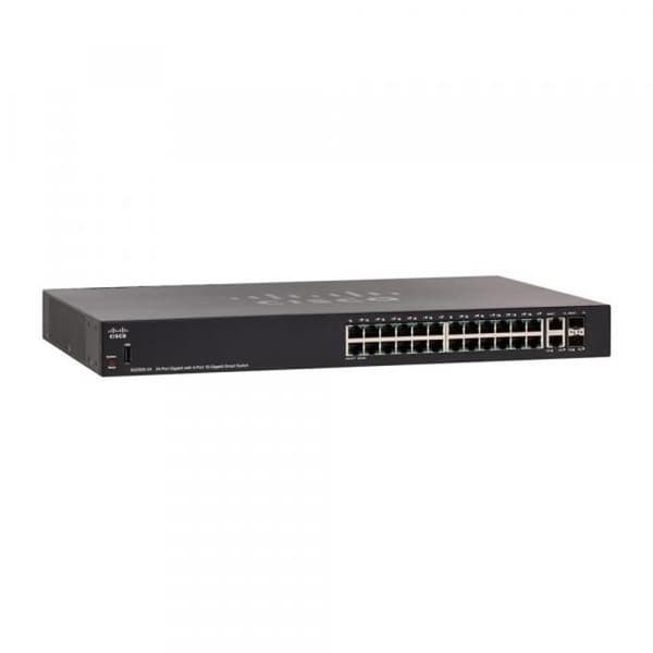 Cisco 250-serien SG250X-24P Smart C3 Switch 24 x 10-100-1000 (PoE+) + 2 x 10 Gigabit Ethernet + 2 x 10 Gigabit SFP+...