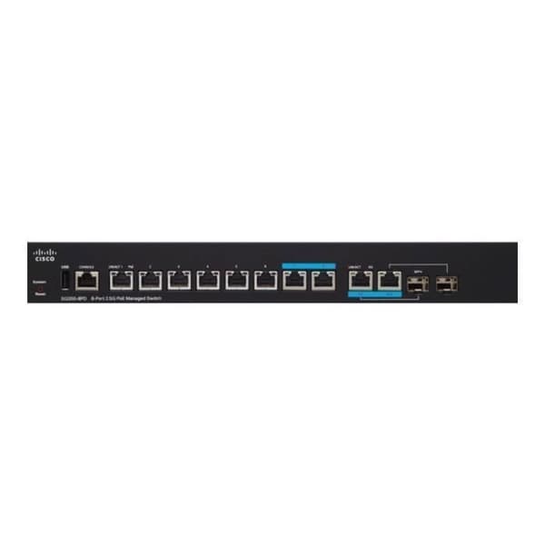 Cisco Small Business SG350-8PD Managed C3 Switch 6 x 10-100-1000 (PoE+) + 2 x 100-1000-2.5G (PoE+) + 2 x SFP+... Svart
