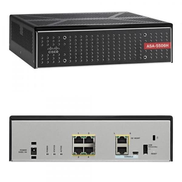 Cisco ASA 5506H-X med FirePOWER Services Security Plus-paket 4-portars GigE Desktop Security Appliance- USED