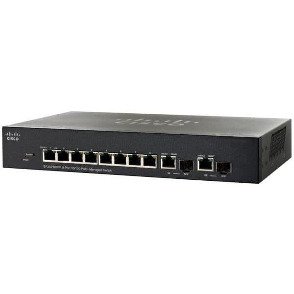 Switch - Cisco - SF302-08MPP-K9-UK - 8 RJ-45 Ethernet-portar - Nätverkshantering