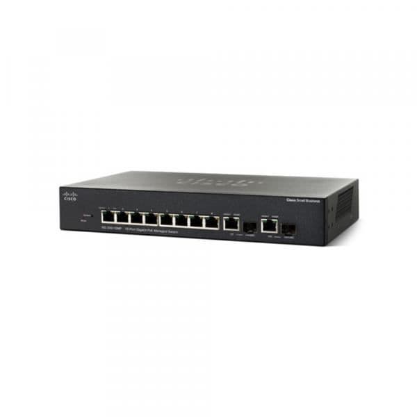 Switch - CISCO - SRW2008MP-EU - 4 PoE-portar - 8000 MAC-adresser - Gigabit Ethernet Svart