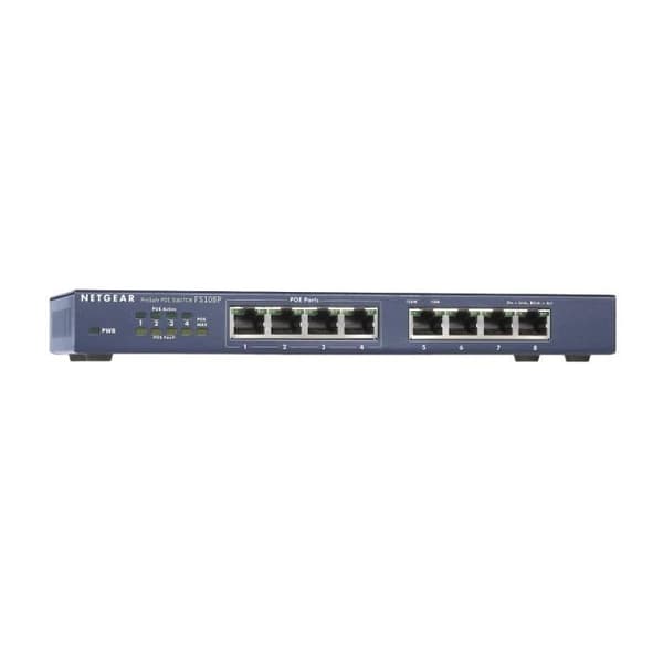 NETGEAR POE Switch 8 portar 10/100 Prosafe metallfodral FS108PEU- USED