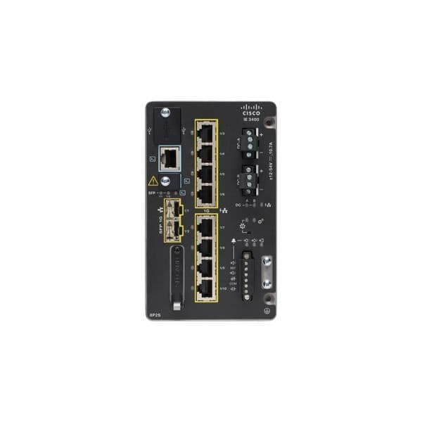 Nätverksbrytare - Cisco - IE-3400-8P2S-A - Hanterad L2/L3 - 8 Gigabit PoE-portar - 2 SFP-portar Svart