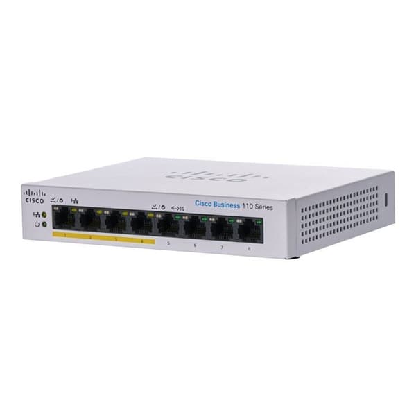 Switch - Cisco - CBS110-8PP-D - 8 portar - PoE - Desktop - Ohanterad Grå