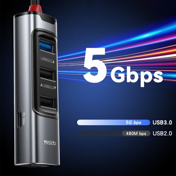 USB + USB-C Hub Adapter Converter USB 3.0 + 3xUSB 2.0 + PD 100W