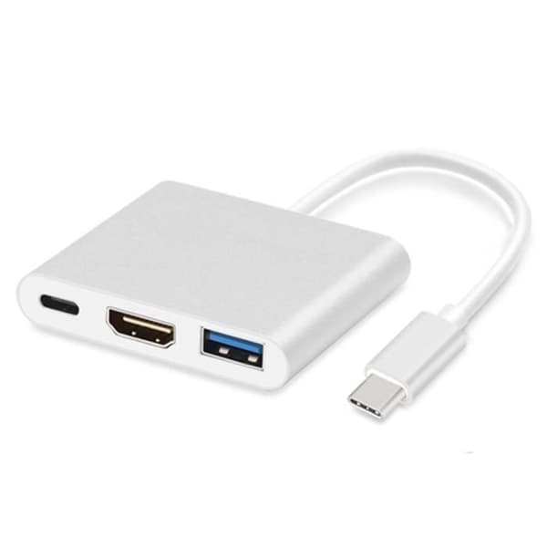 USB C HUB HDMI-adapter för Macbook Pro GOOJODOQ USB Typ C Hub till HDMI 4K USB 3.0-port med USB-C-strömförsörjning Silver