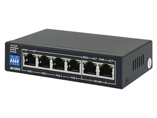 AVIZIO Switch 4x RJ45 PoE 1Gb/s + 2x RJ45 Uplink 1Gb/s