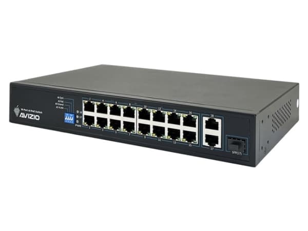 AVIZIO Switch 16x RJ45 PoE 100Mb/s + 2x RJ45 Uplink 1Gb/s