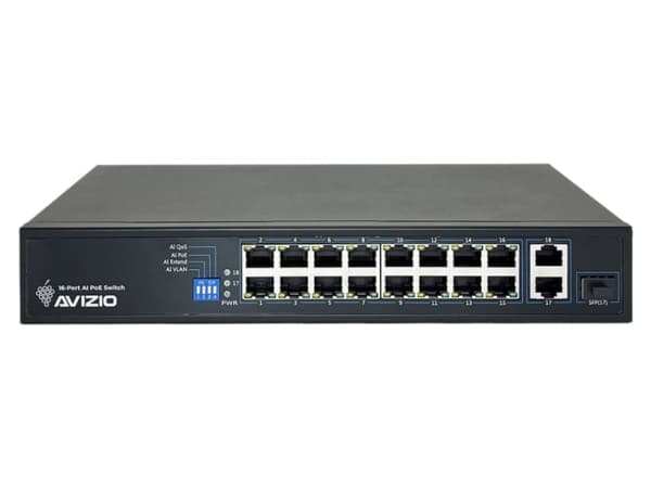 AVIZIO Switch 16x RJ45 PoE 100Mb/s + 2x RJ45 Uplink 1Gb/s