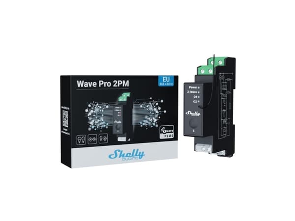 Shelly Qubino Wave Pro 2PM?, Smart relä, Svart, Plast, 25 mW, 40 m, 2 kanaler