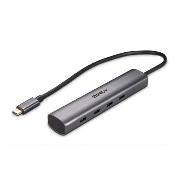 PC-KOMPONENTER, Hubs, USB Hub, Lindy Hub 4 Port USB 3.2 Gen 2 Typ CLindy 43384. Värdgränssnitt: USB Type-C, Hub Interfaces:
