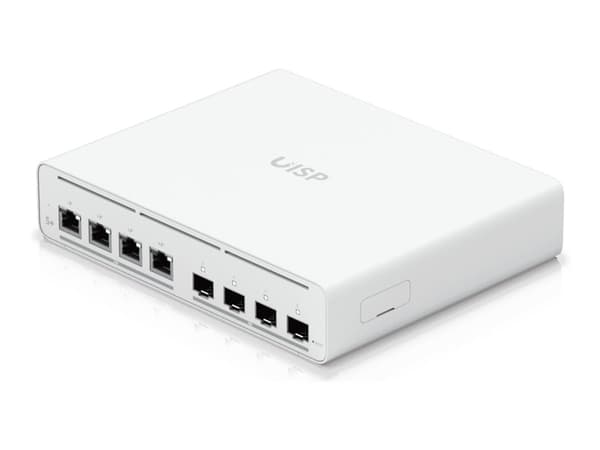 Ubiquiti UniFi UISP Switch Plus - Kytkin - Hallittu - 4 x 2.5GBase-T + 4 x 10Gb Ethernet SFP+ - pöytä, telineasennettava, seinäasennettava - passiivi Valkoinen