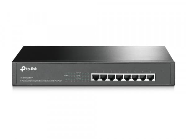 TP-Link TL-SG1008MP - Switch - ohanterad - 8 x 10/100/1000 (PoE+) - skrivbordsmodell, rackmonterbar - PoE+ (126 W)