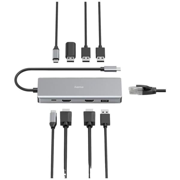 USB 3.0-hubb - Hama - 9 portar - Snabbladdning - USB-C - Ultra HD 4K