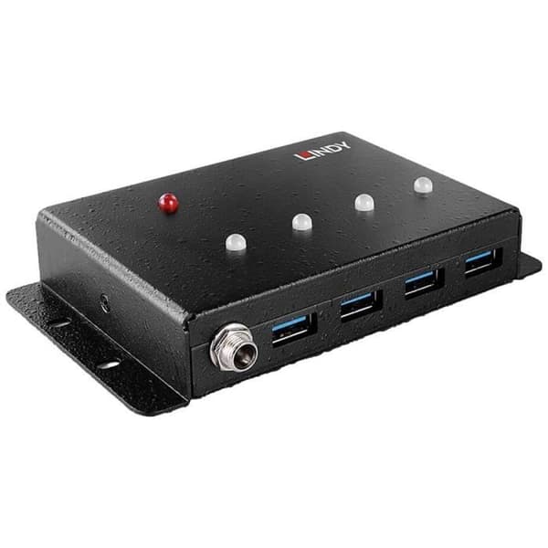 USB 3.0 Hub - LINDY - 443492 - 4 portar - Metallisk - Kompatibel med USB 3.0
